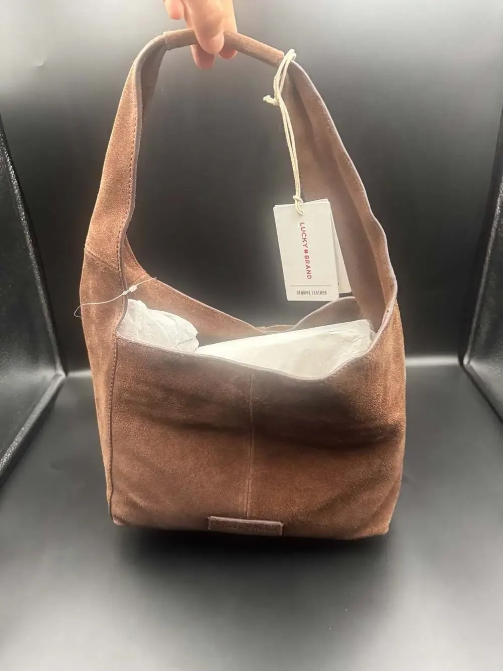 Lucky Brand Brown Suede Tie Hobo Shoulder Bag